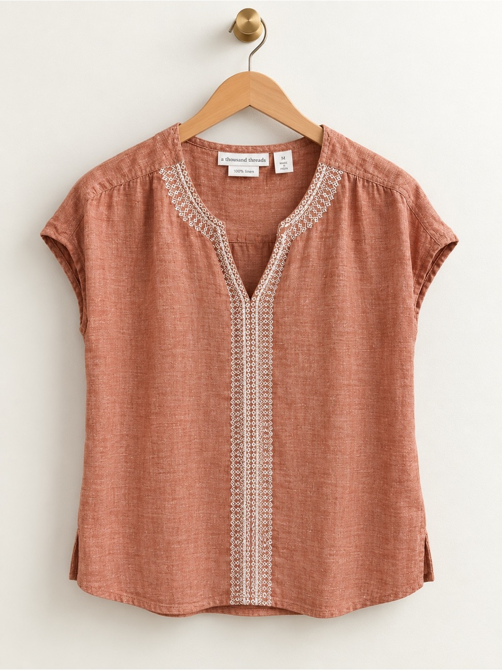 Revolve’s House of Harlow 1960 100% L by inen Embroidered Blouse Size M Rust Ter